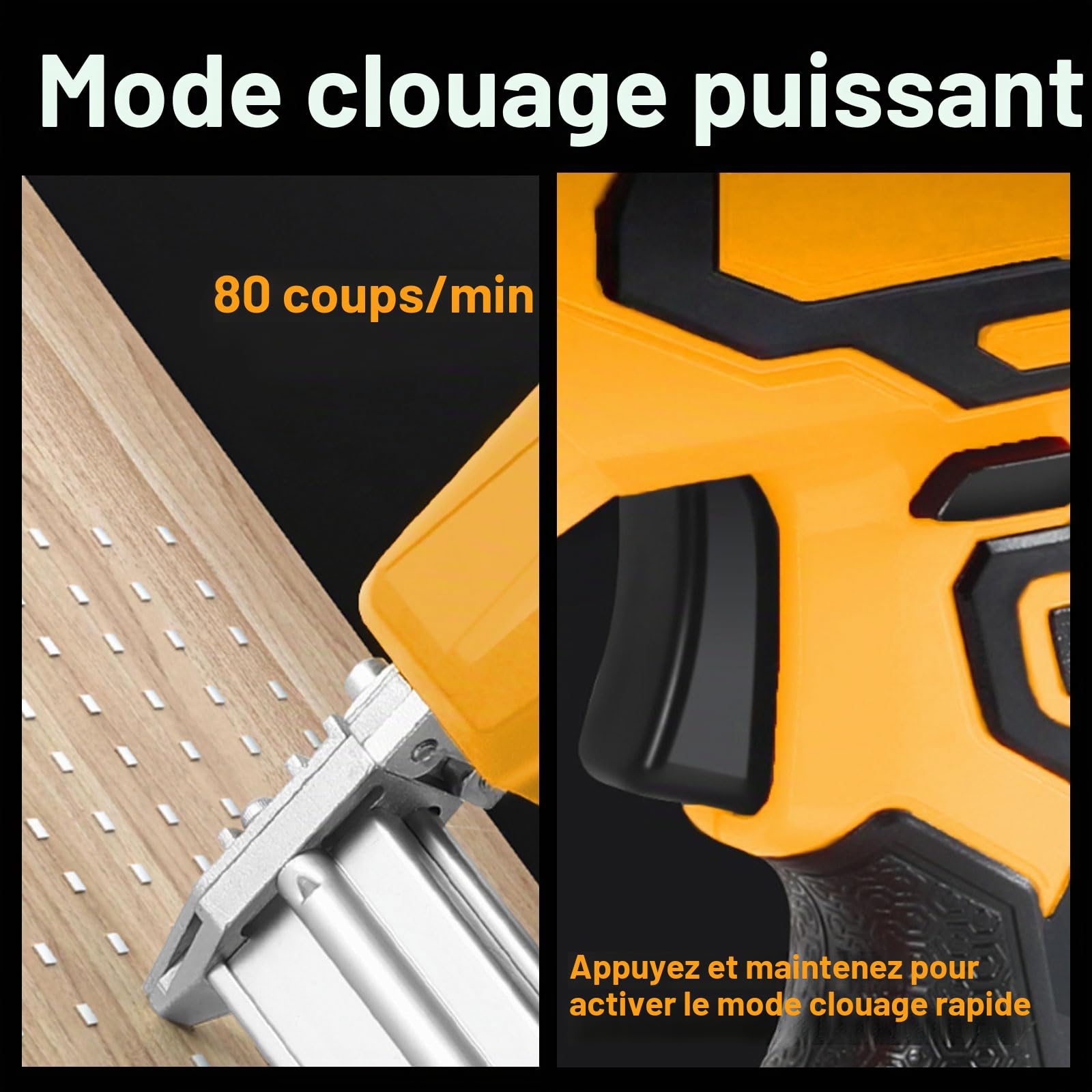 Pistolet à ongles sans fil 2 en 1 pour batterie Dewalt, cloueuse électrique Brad 18GA avec 1000 agrafes à clous 2 modes, 80 coups/min, pour menuiserie, tapisserie