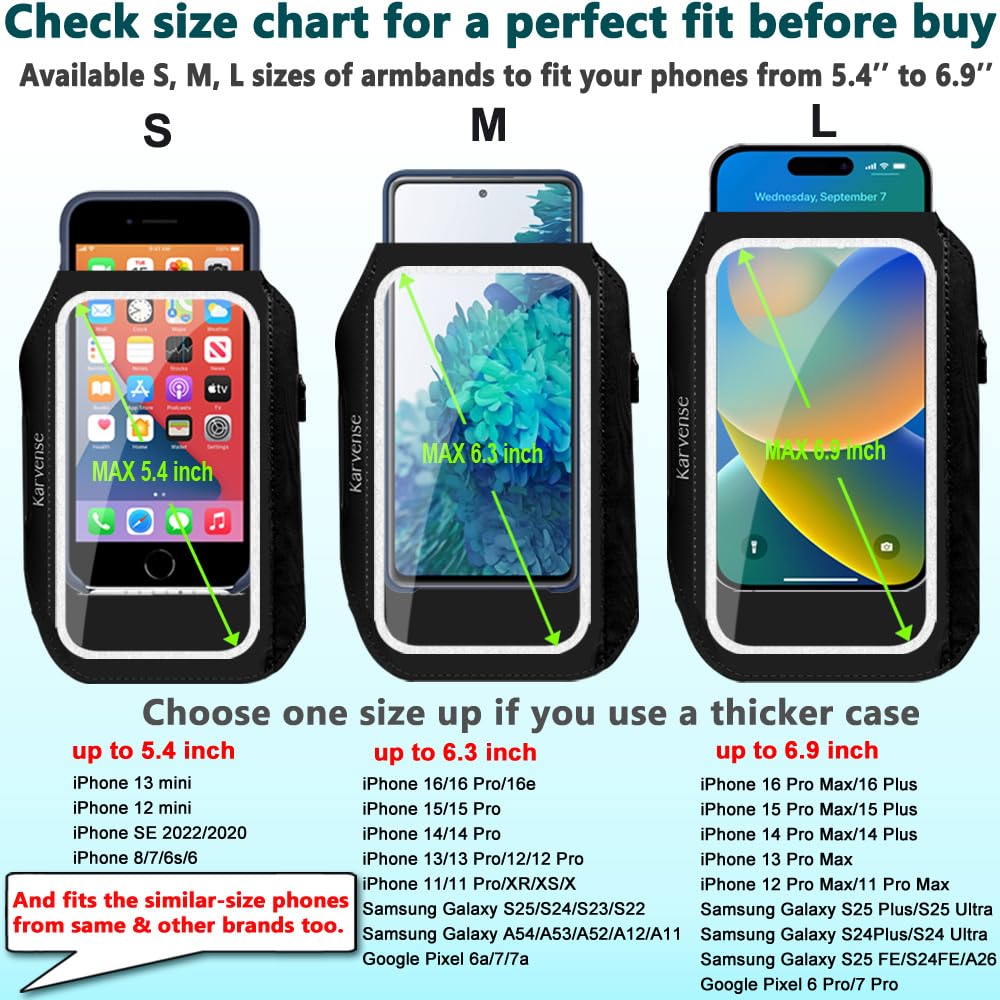 Soporte de teléfono para correr, banda de brazo para correr para iPhone y Samsung Galaxy para tamaño L