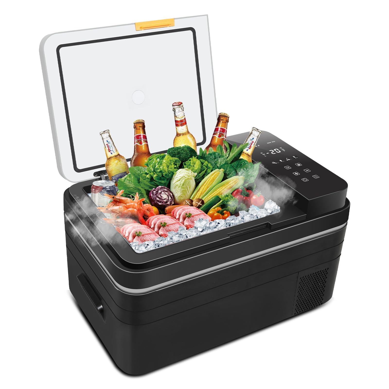 Lodówka samochodowa 12 V, przenośna zamrażarka 32 QT (30 l) (-4 ℉ ~ 68 ℉) 12/24 V DC i 110–240 V AC, lodówka z chłodnicą do domu, kempingu, imprezy w ciężarówce