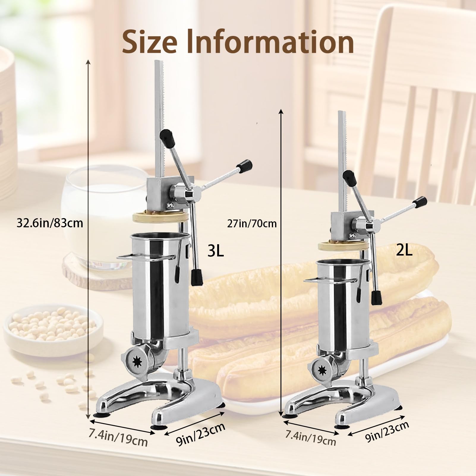MáQuina para Hacer Churros Manual, MáQuina para Hacer Rellenos De Churros, MáQuina para Hacer Churros De Rosquillas EspañOlas Manual Comercial De 2 L, 5 Tipos De Moldes 3L