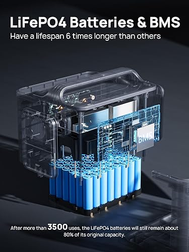 Miniatura 5 de AFERIY Estación de energía portátil de 800 W  512 Wh, batería LiFePO4, carga rápida en 1.5 horas, 1 toma de CA, UPS, generador solar, generador