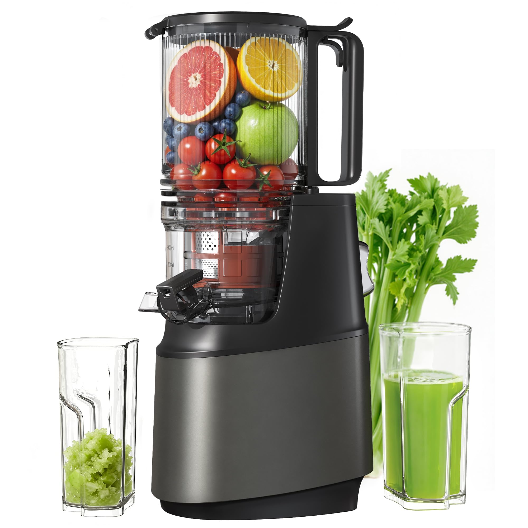 Cold Press Juicer Juicer Machines with 5 3 Wide Feed Chute Slow Masticating Juicer for High Yield with