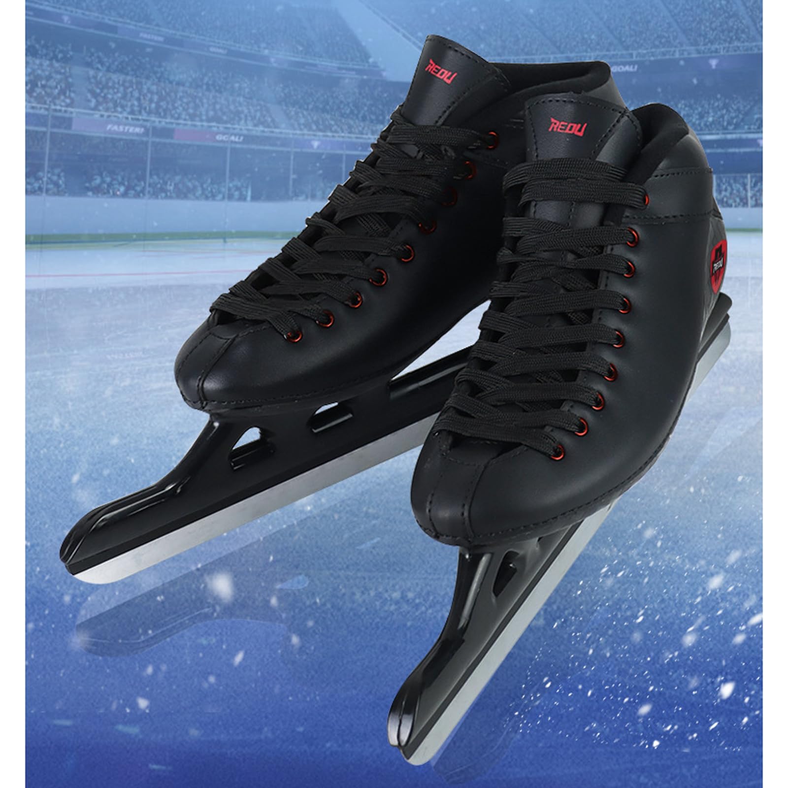Patins à glace pour les patineurs débutants et intermédiaires Chaussures de patinage de vitesse Moulage monobloc Lacets bas Patinage sur piste courte professionnel masculin et féminin