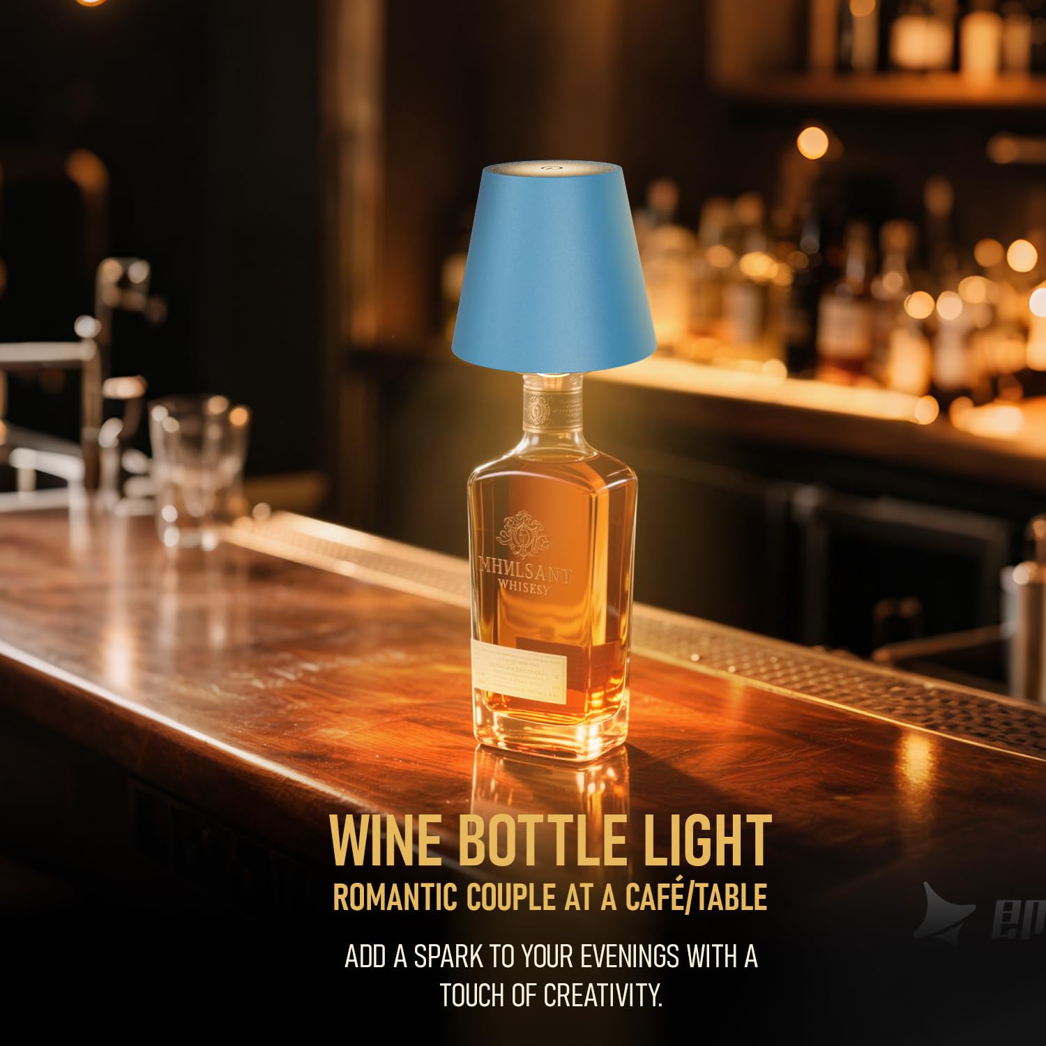 MU LIN Lámpara de botella táctil recargable inalámbrica, regulable, 3 colores LED, para sala de estar y restaurante, 4000 mAh