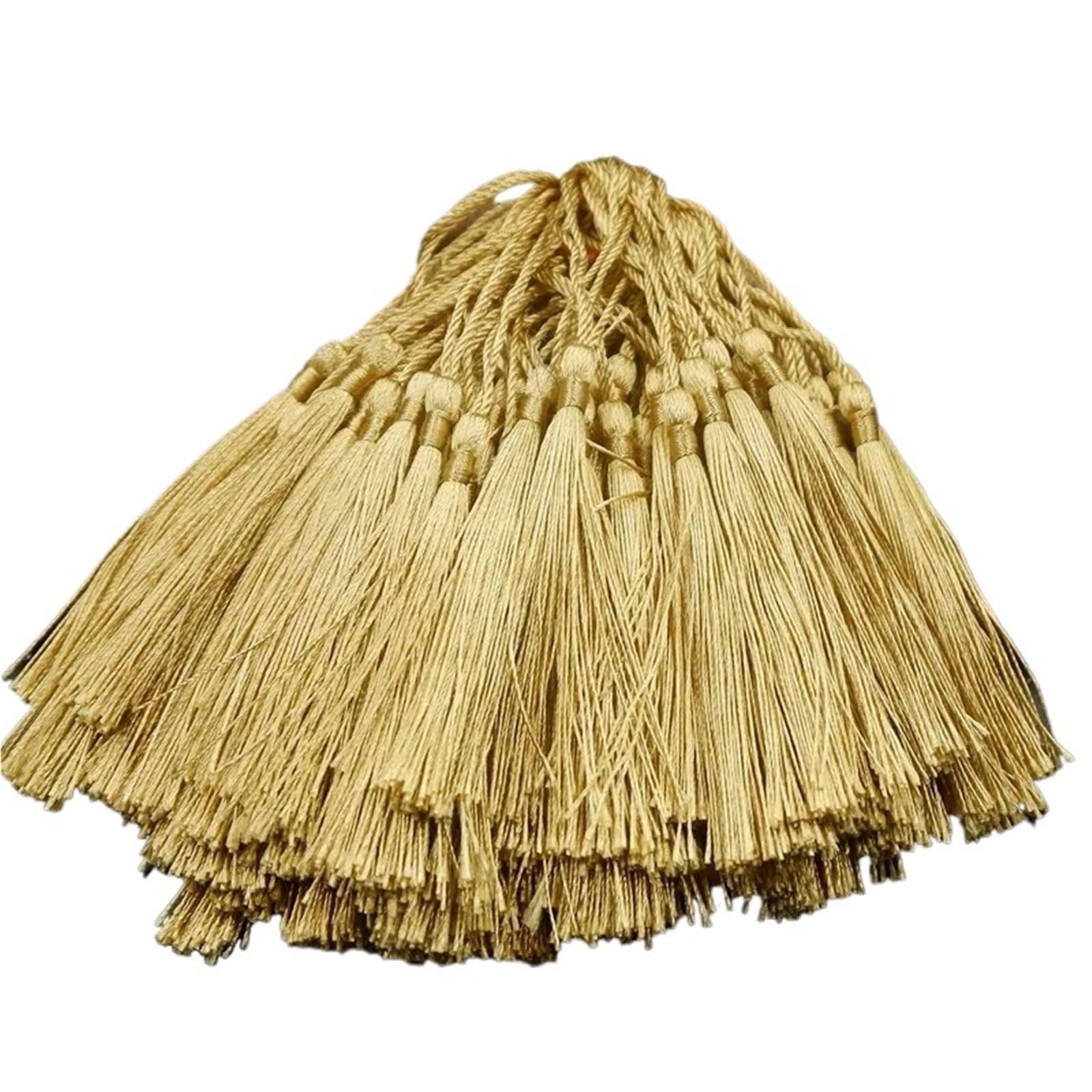 Mini Tassels 300pcs/lot 13cm Tassel Silk Fringe Silky Floss Bookmark Tassels Mini Tassels For DIY Craft Jewelry Making Souvenir Bookmarks for Crafts(02 khaki)