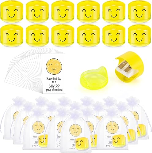 50 juegos de sacapuntas para el primer día de escuela, sacapuntas para el primer día de escuela, bolsa de organza para estudiantes de profesores,