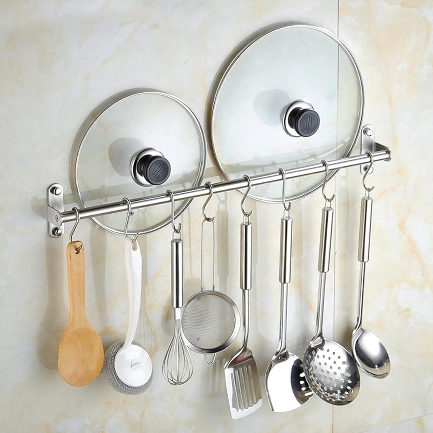 Kitchen Utensils Holder Multipurpose Wall Mounted Kitchen Utensils Sliding Hooks(60cm)