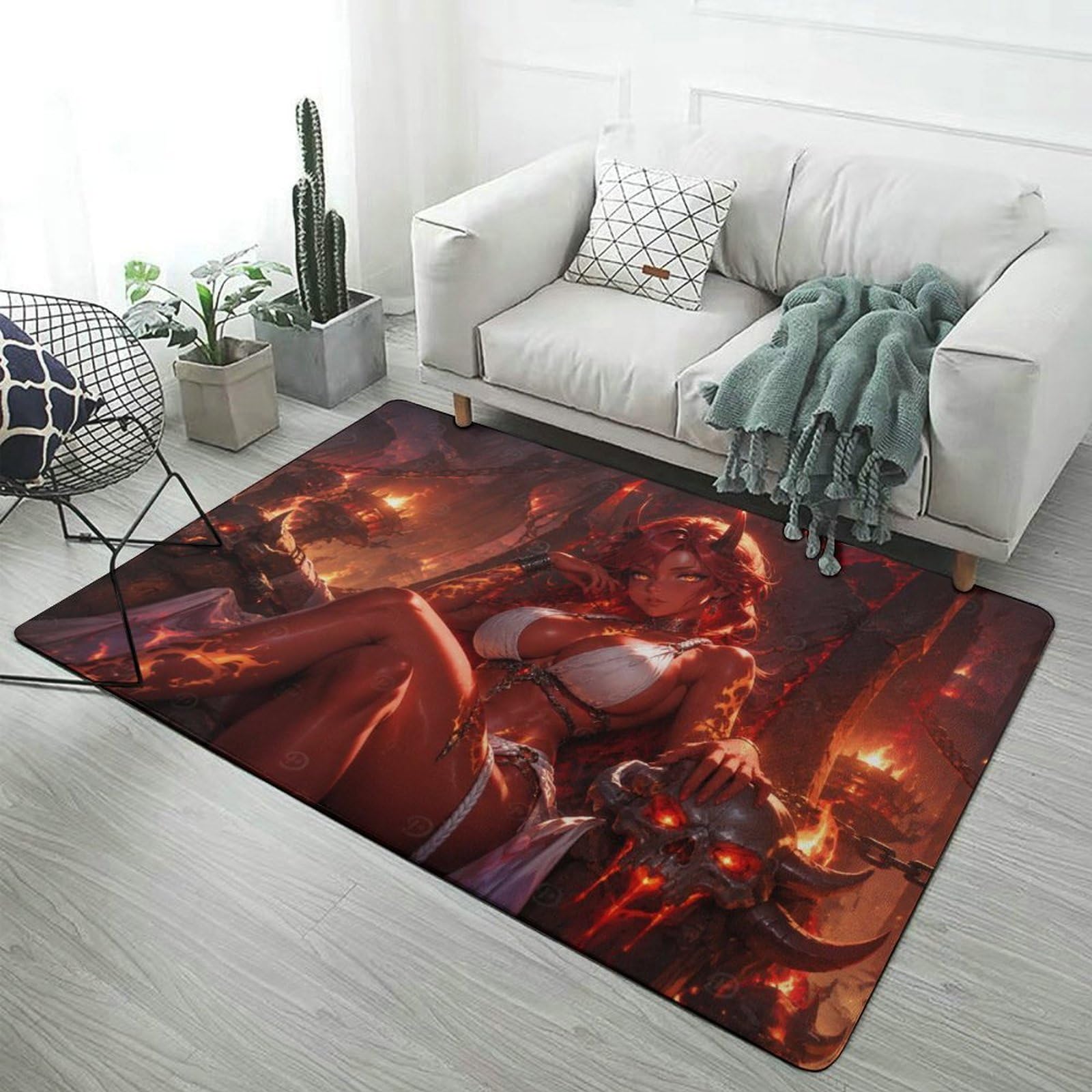 Hot Fiery Demoness Tapis 150 X 100 Cm, Imprimé Pour Chambre En Hiver