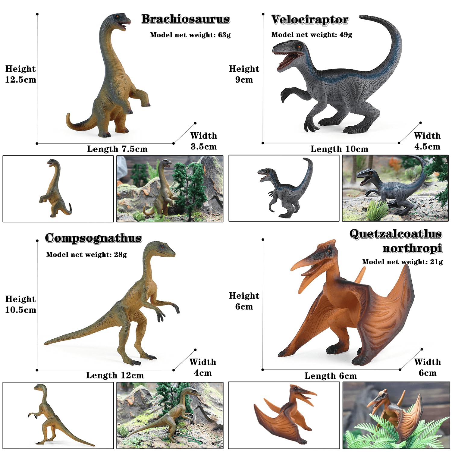 DxxD Dinosaurios Juguetes para Niños de 3 4 5 6 7 8 años, 8 Piezas Dinosaurios Figuras con Tiranosaurio Rex, Velociraptor, Juguete Dducativos Regalo de Cumpleaños para Niños Niñas