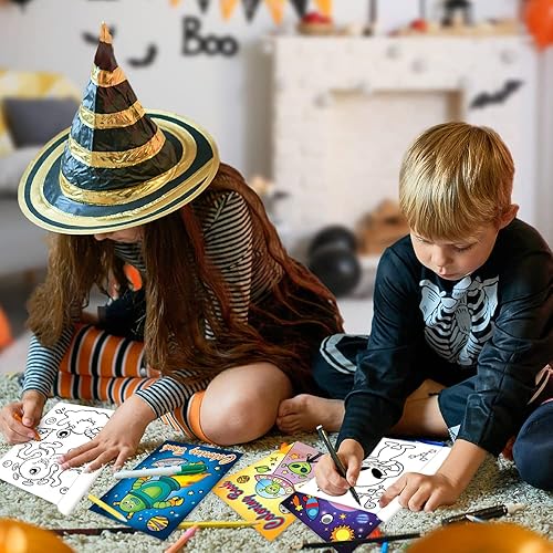 Miniatura 5 de ArtCreativity Mini libros para colorear alienígenas surtidos para niños, paquete de 20, pequeños folletos de colores en 4 diseños, recuerdos de