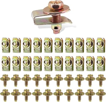 40PCS M6-1.0 Body Bolts Kit, Extruded U Nuts & Hex Head Body Bolts Kits, Universal for Engine Under Cover Undertray Splash Shield Guard Bumper
