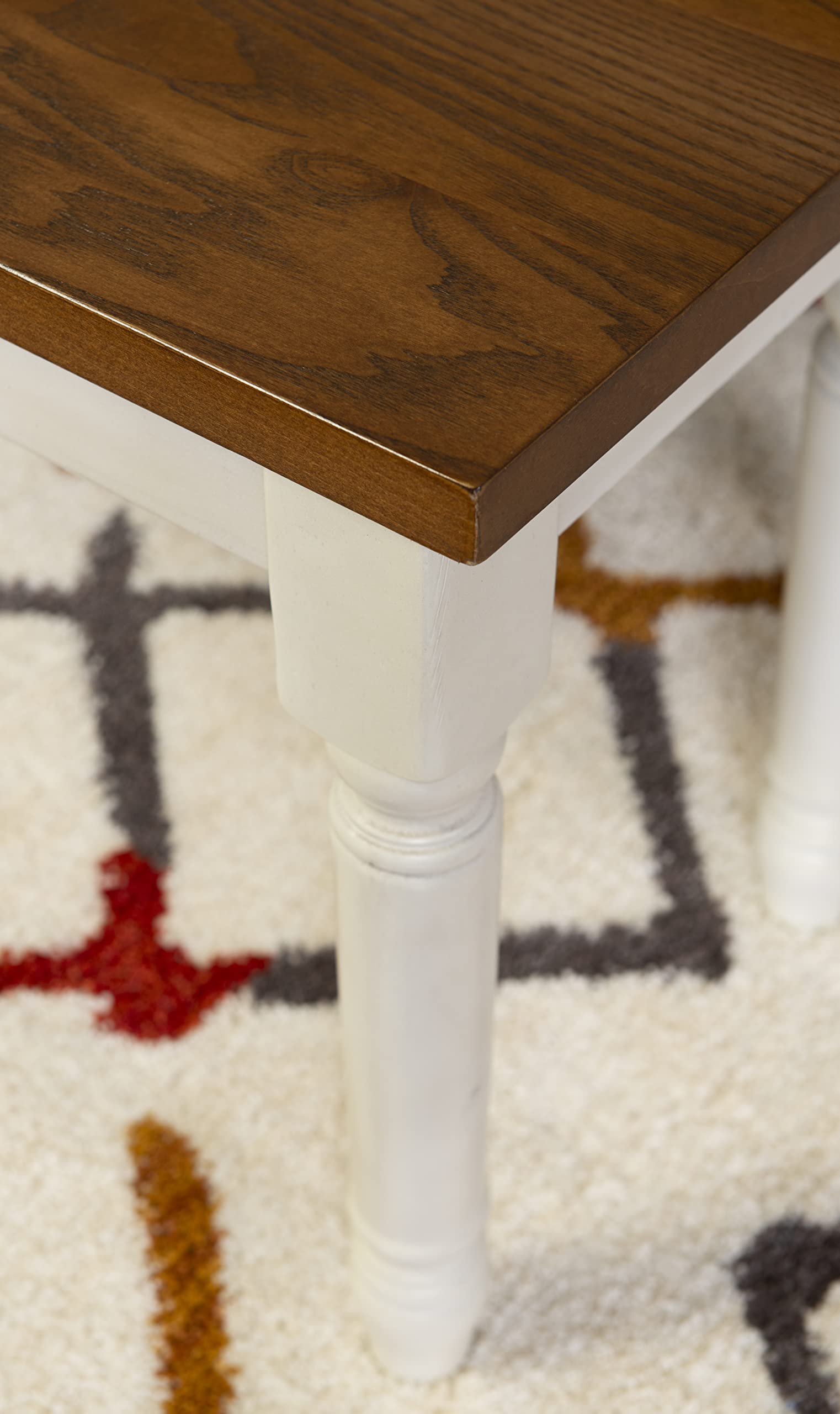 Willow White Backless Dining Bench with Honey Brown Wood Top by Powell