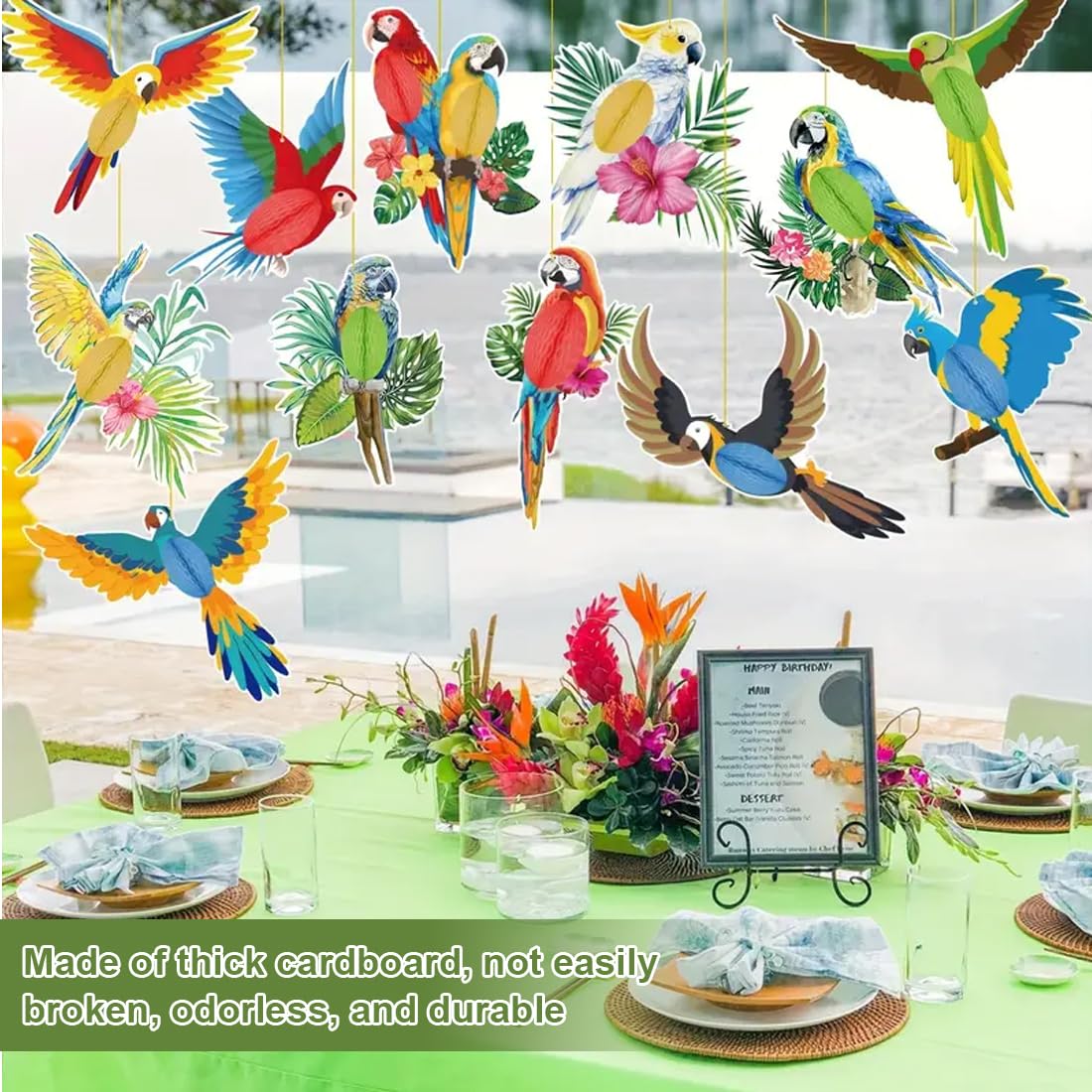 12 Pezzi Uccello Tropicale Piatto in Legno Pappagallo per Decorazioni Feste Hawaiane