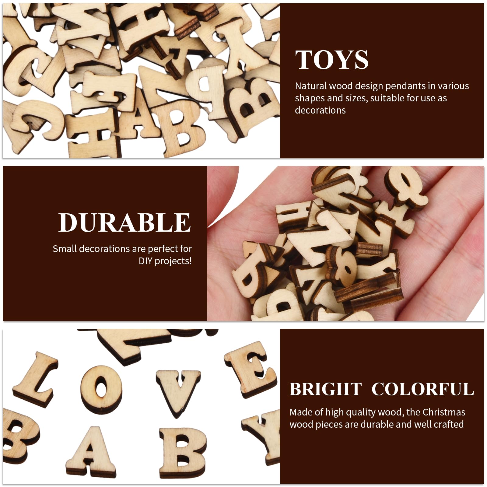 200 Lettere Di Legno Per Decorazione - Alfabeto Maiuscolo 15mm Per Fai Da Te, Matrimoni E Artigianato - Foto 8