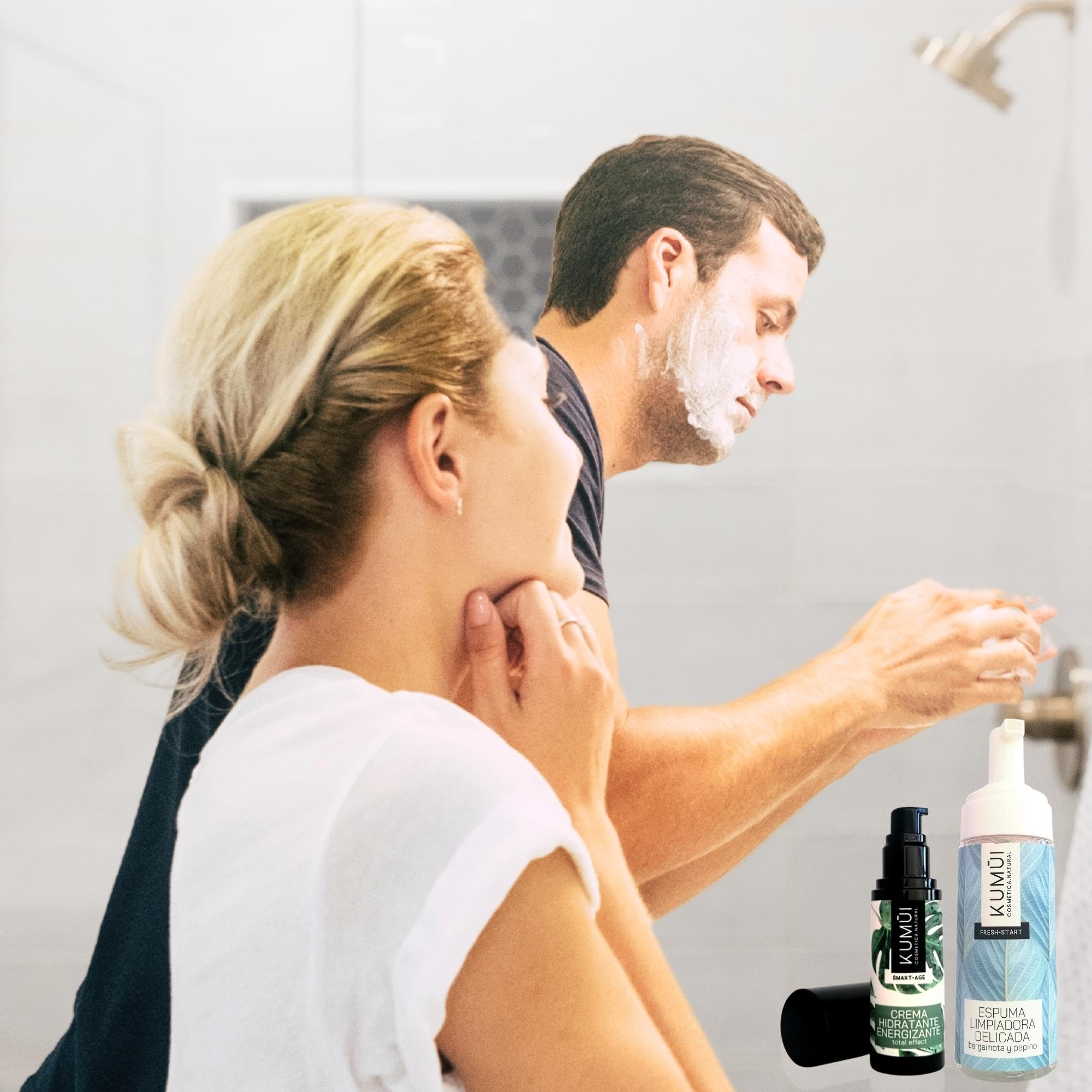 Pack Rutina Skincare Hombre y Mujer - Crema Hidratante Día/Noche energizante y nutritiva + Espuma Limpiadora Facial Sin Sulfatos – Cuidado Natural para tu Piel y el Medio Ambiente - 3 productos