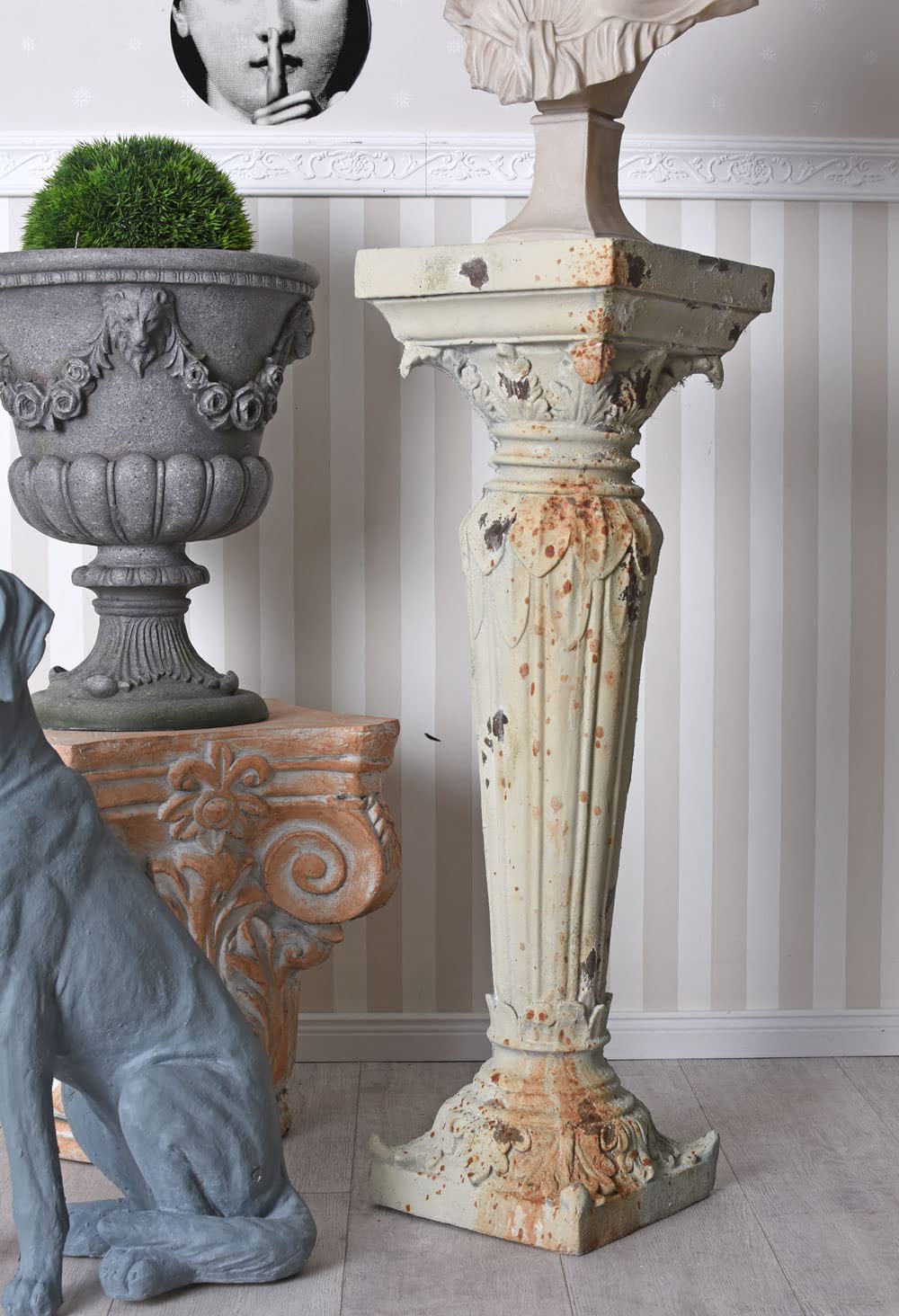 Lot De 2 Colonnes Baroques En Marbre 101cm - Podium Antique Pour Déco Fleurs