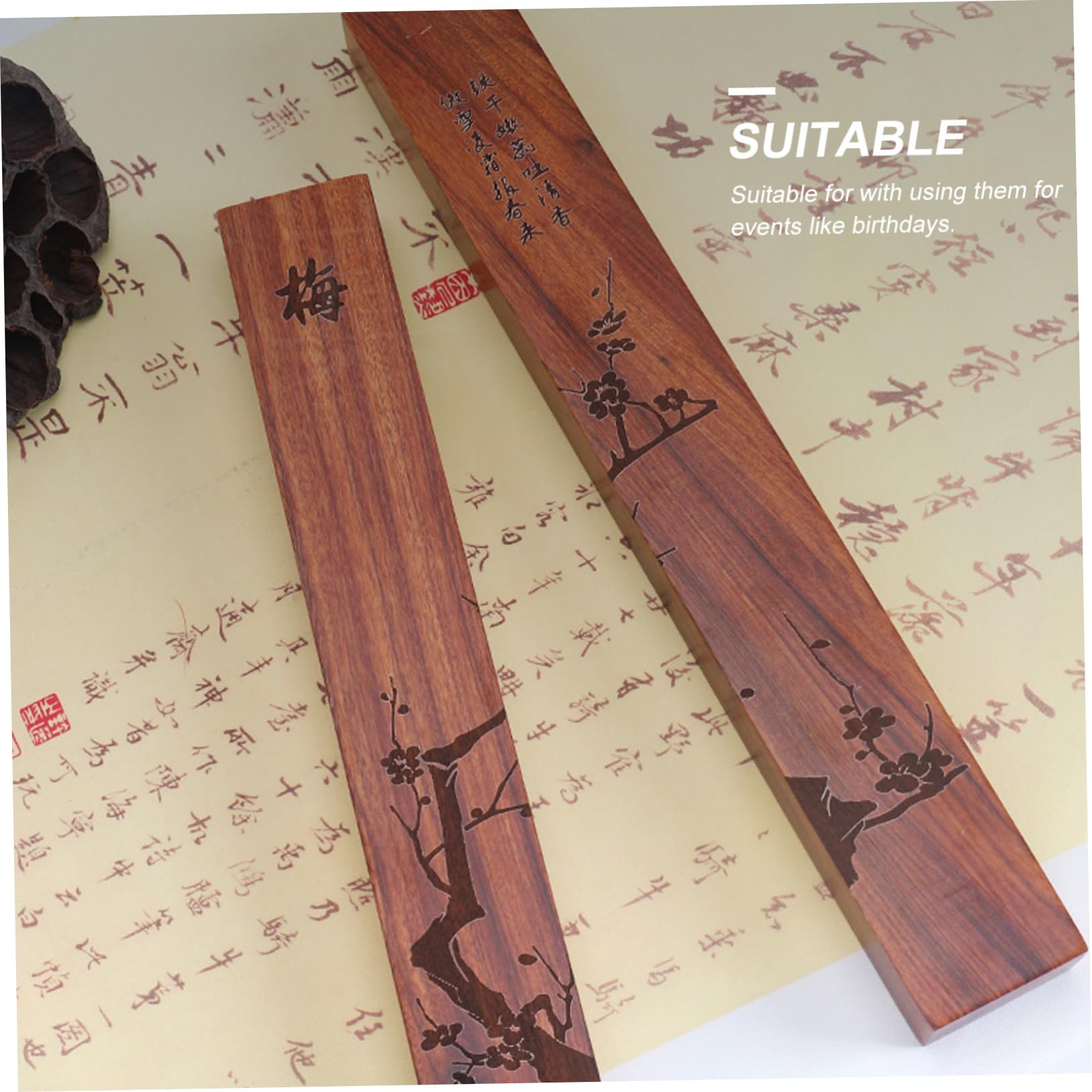 Toyvian künstlerische Briefbeschwerer Papier flach halten Kalligraphie-Briefbeschwerer fürs Büro Briefbeschwerer mit chinesischer Kalligrafie Briefbeschwerer bemalen Holz Schwarz
