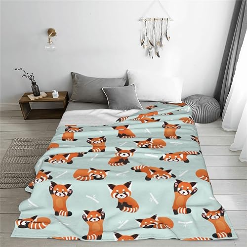 Miniatura 3 de Manta de bambú de panda rojo, manta de cama suave, ligera y acogedora manta de franela de felpa para sofá, dormitorio, 60 x 50 pulgadas