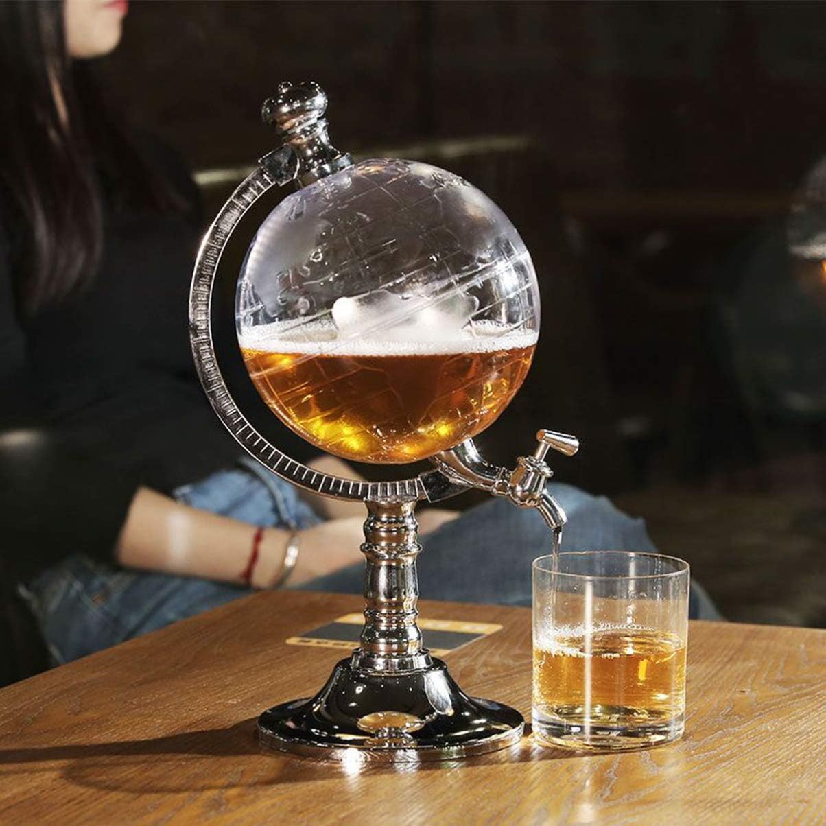 Hemoton 1.5l Mini Globe Wine Pourer Metal Base Earth Globe Design Whiskey Decanter