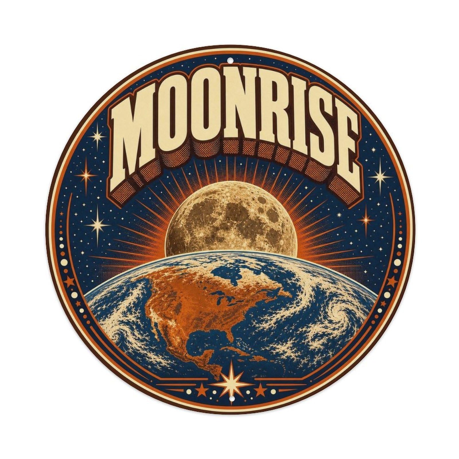Earth Moonrise Astronomy Solar System Space Exploration Metal Tin Sign