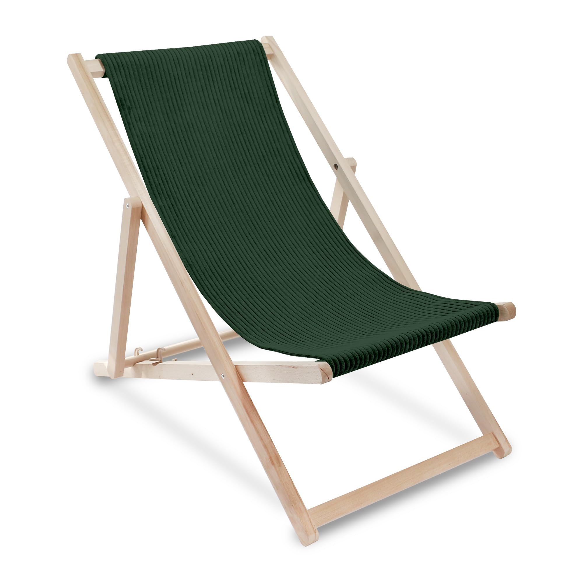 DreamRoots Klapp-Liegestuhl Aus Buchenholz – Mit Cord-Gewebe, 130 Kg Belastbar, 3-fach Verstellbar