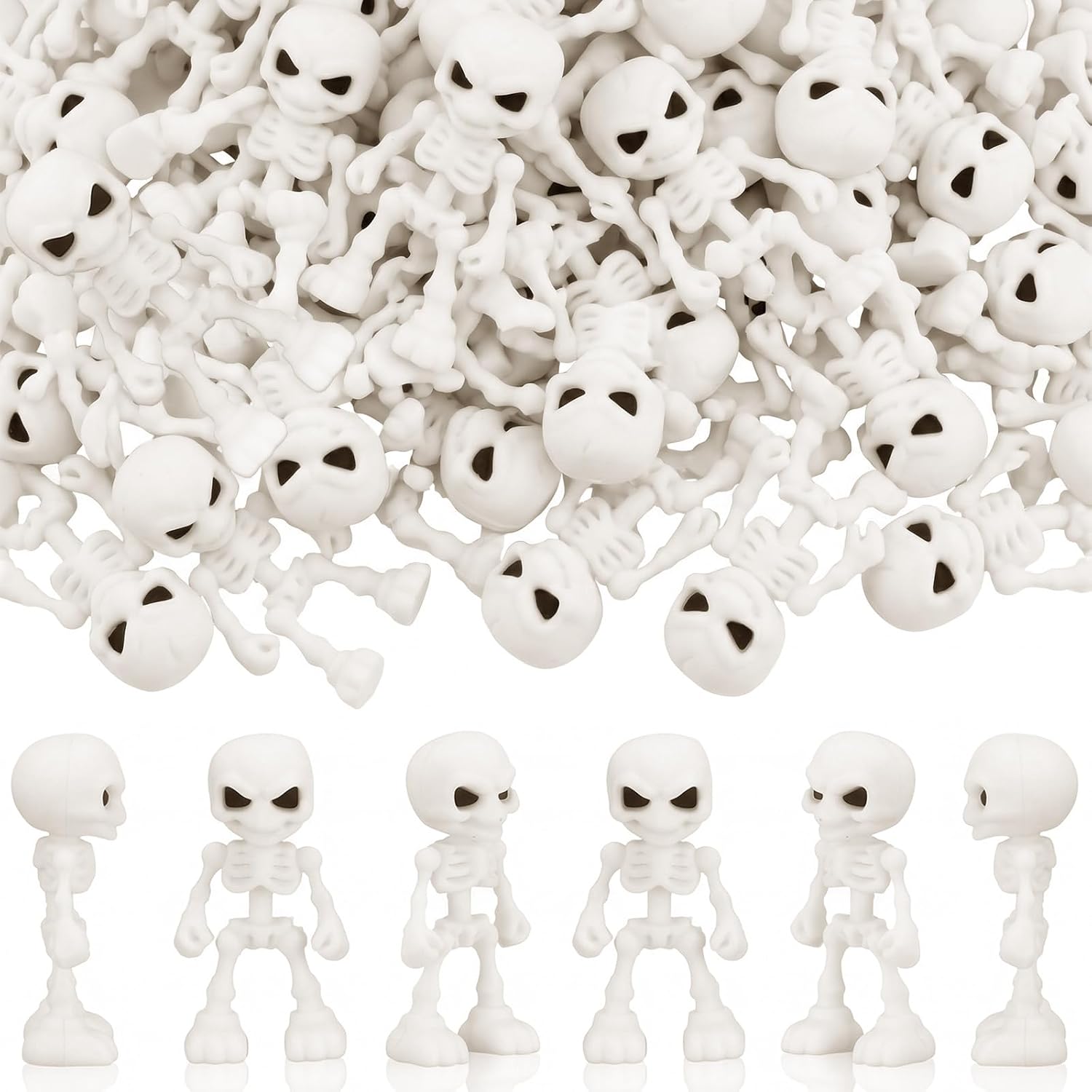 Junkin 50 Pcs Halloween Mini Skeleton Figures, Small Skeleton Decorations