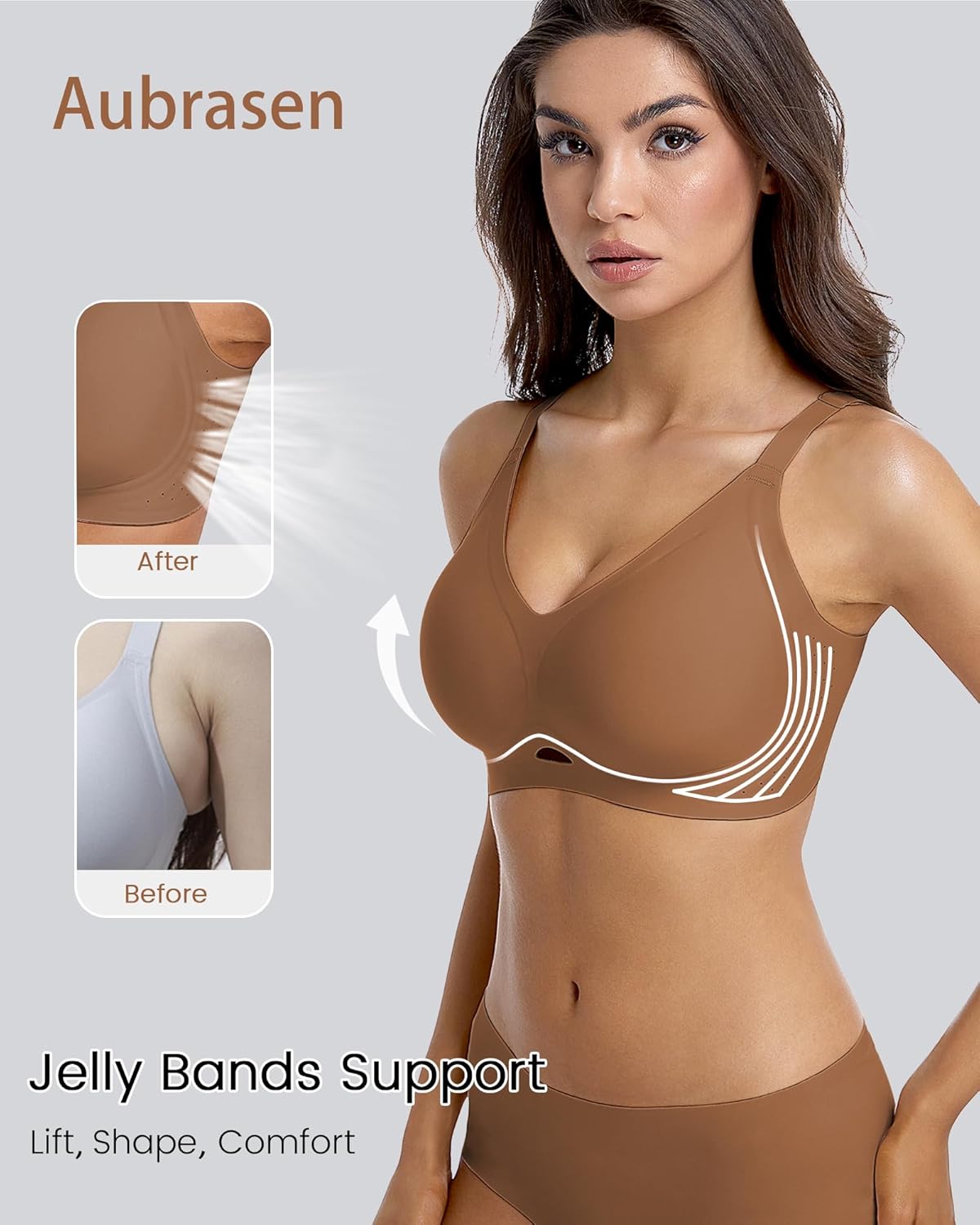 Wireless Jelly Bras for Women No Underwire Push Up Bralette Breathable Soft Comfortable T-Shirt Bra Everyday Wear - Image 2
