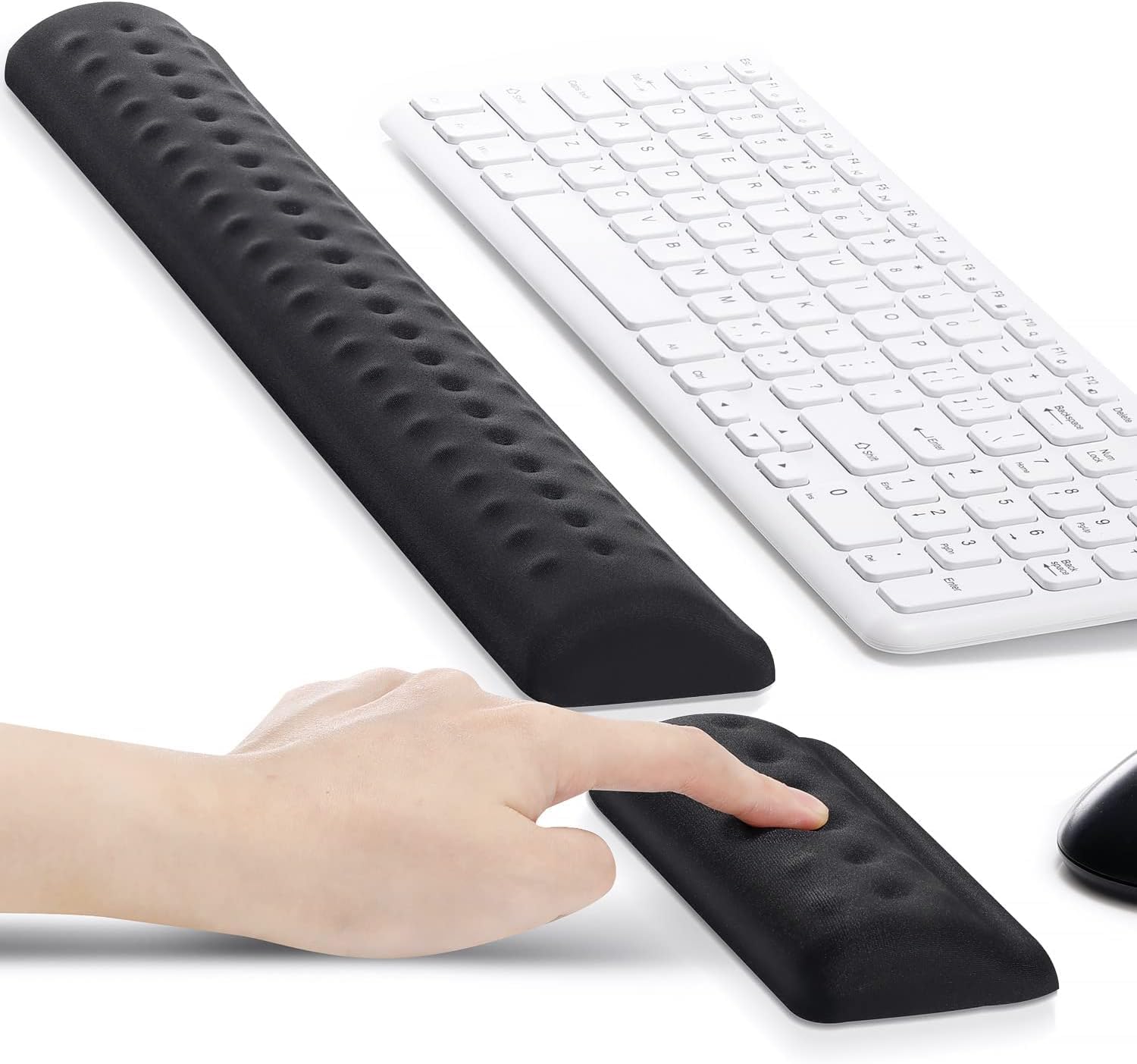 GARLUGAVA Upgrade Soft Memory Foam Keyboard Wrist Rest with Massage Dot, Ergonomic Wrist Rest for Computer Keyboard with PU Non-Slip Base, Comfortable Wrist Pad for Office,Typing Pain Relief