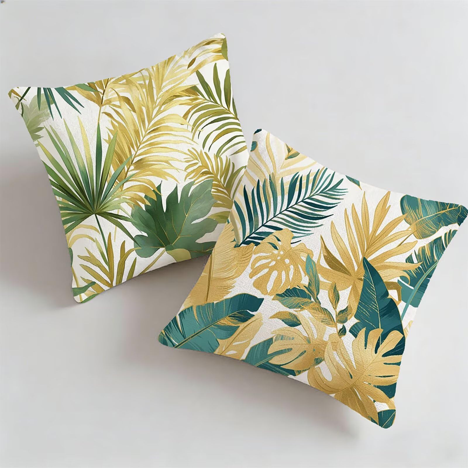 Housse de coussin de canapé vert 75x75cm de qualité supérieure au style tropical