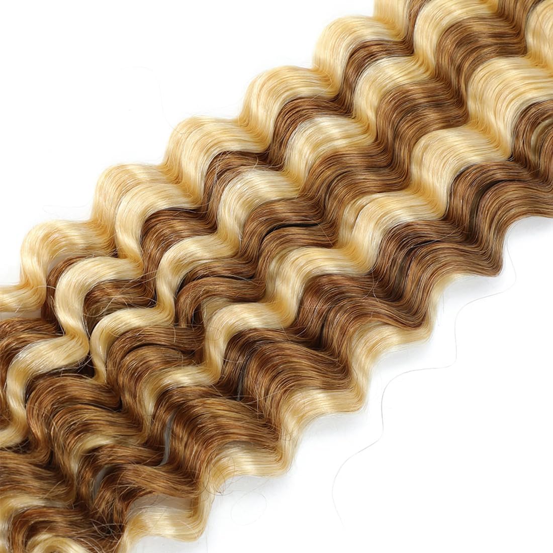 Gsoroel P27/613 Highlight Blonde Boho Braids Human Hair Extensions Honey Blonde Unprocessed Deep Wave Weave 2 Bundles Total 100g No Weft Human Braiding Hair For Women 18 18 Inch - Image 4