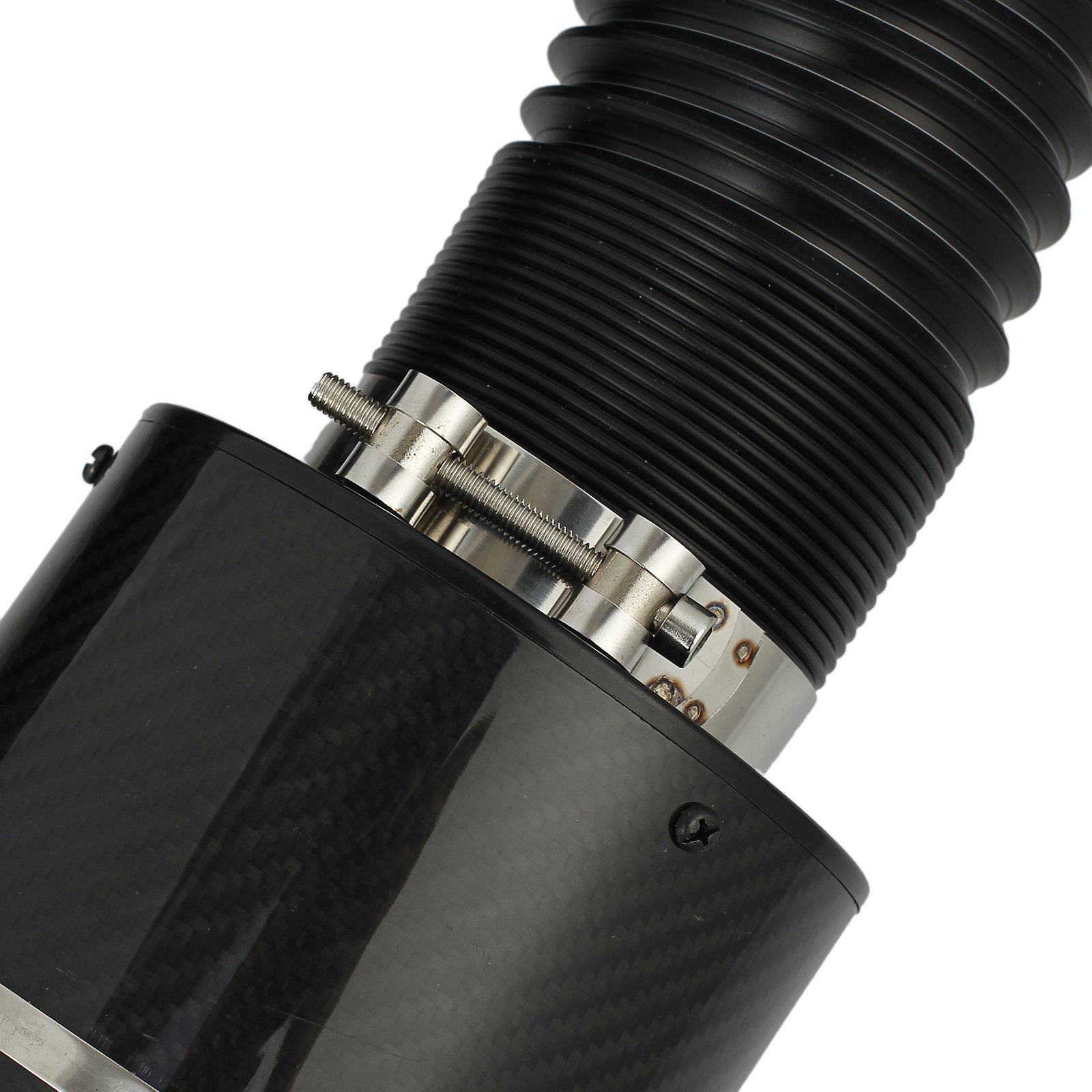 Justech Kit filtro di aspirazione 3'' universale Filtro Aria Chiuso in Fibra di Carbonio Filtro Aria Fredda Alimentazione Kit Tubo Tubo Induzione di Aspirazione per Auto Automobile