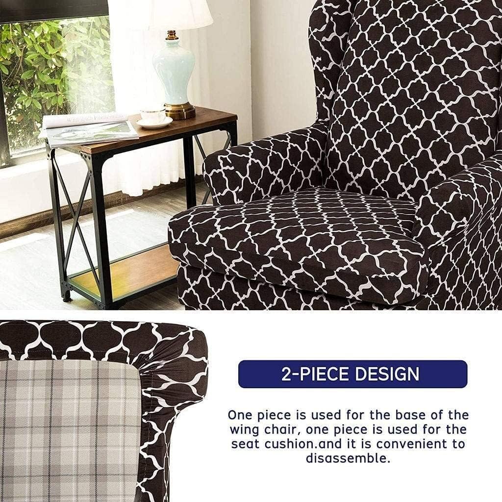 Sofa Covers Stretch Wing Chair Slipcovers,Armchair Covers Ultra Soft Polyester Fabric,Modern Printed Pattern Stretch Sofa Slipcover Furniture Protector (Color : Gray, Size : 2 Piece)
