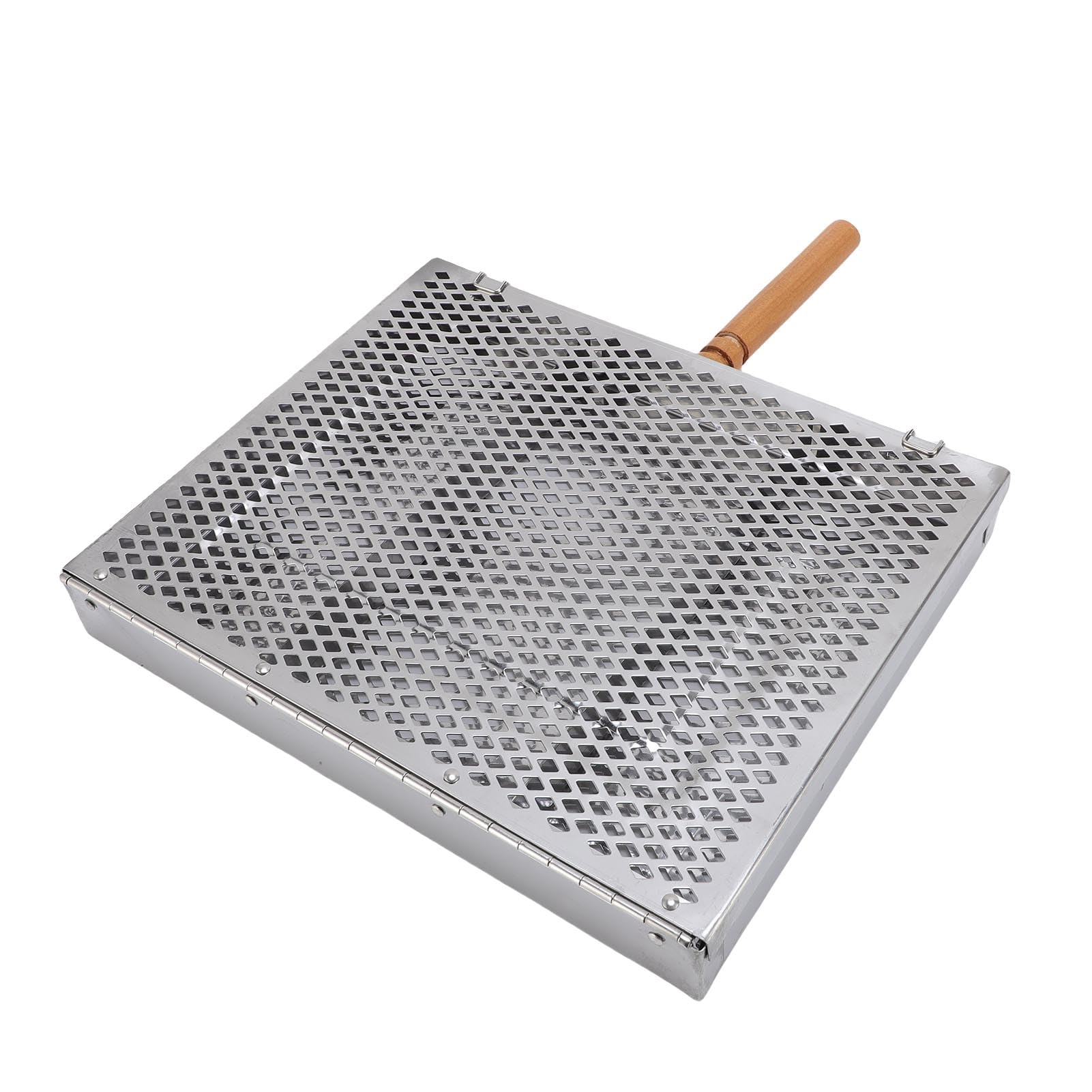 Naroote Cestello per Barbecue, Cestelli per Barbecue in Acciaio Inossidabile con Manico in Legno, Griglia Portatile in Rete per Cucinare Pesce, Carne, Gamberetti e Verdure da Campeggio all'aperto