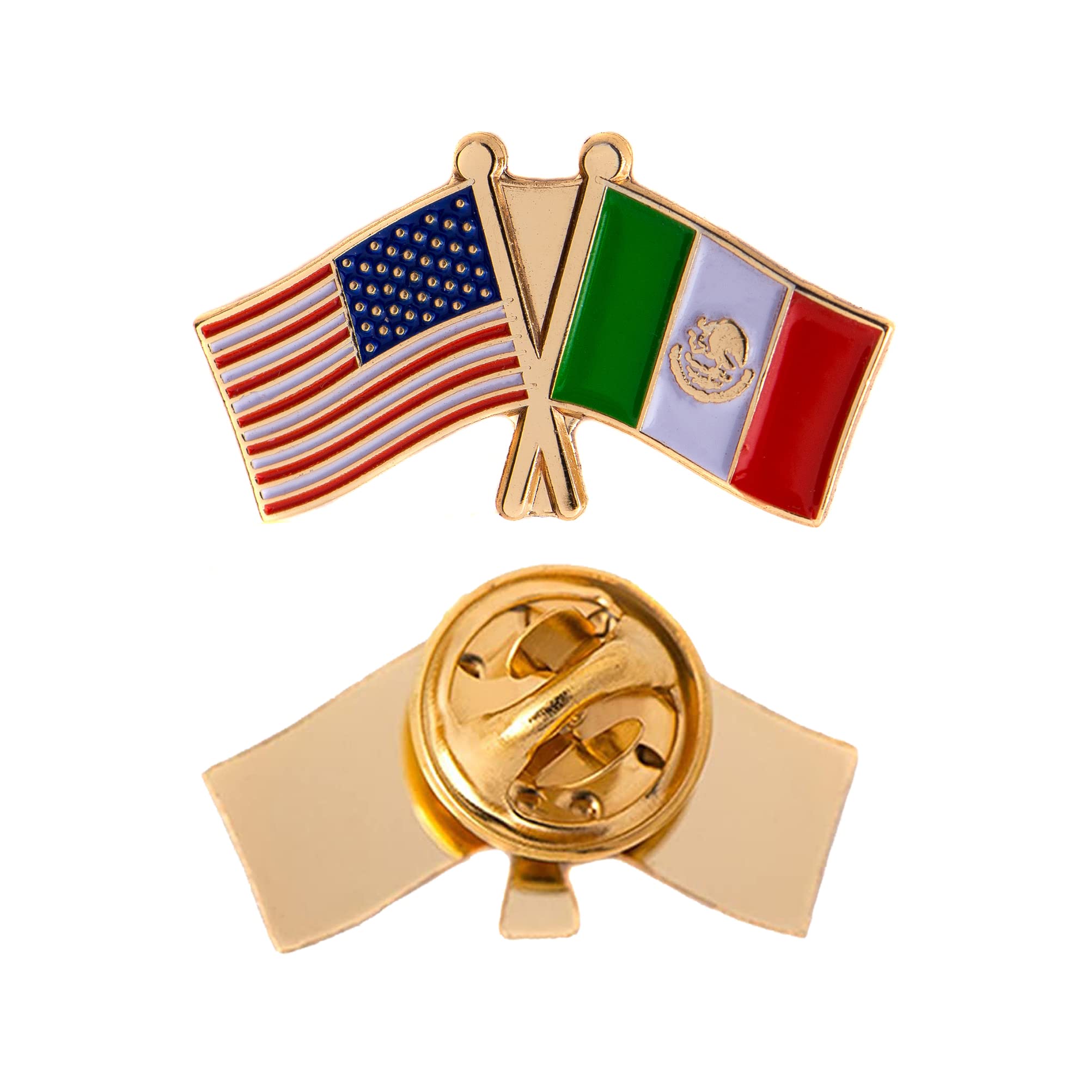 Desert Cactus Mexico Lapel Pin Enamel with United States USA Souvenir Hat Men Women Patriotic Mexican Country (Double Flag Pin)