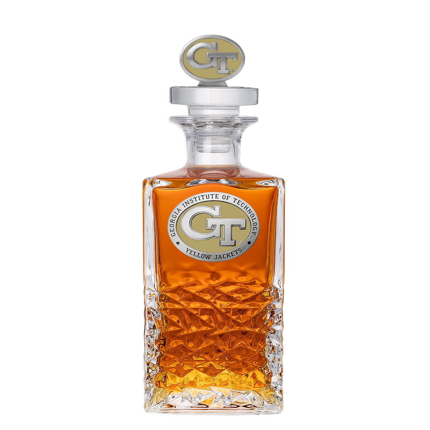 GT Heritage Decanter with 3D Stopper | 25 OZ Liquor Pourer | Expertly Crafted Pewter Glass
