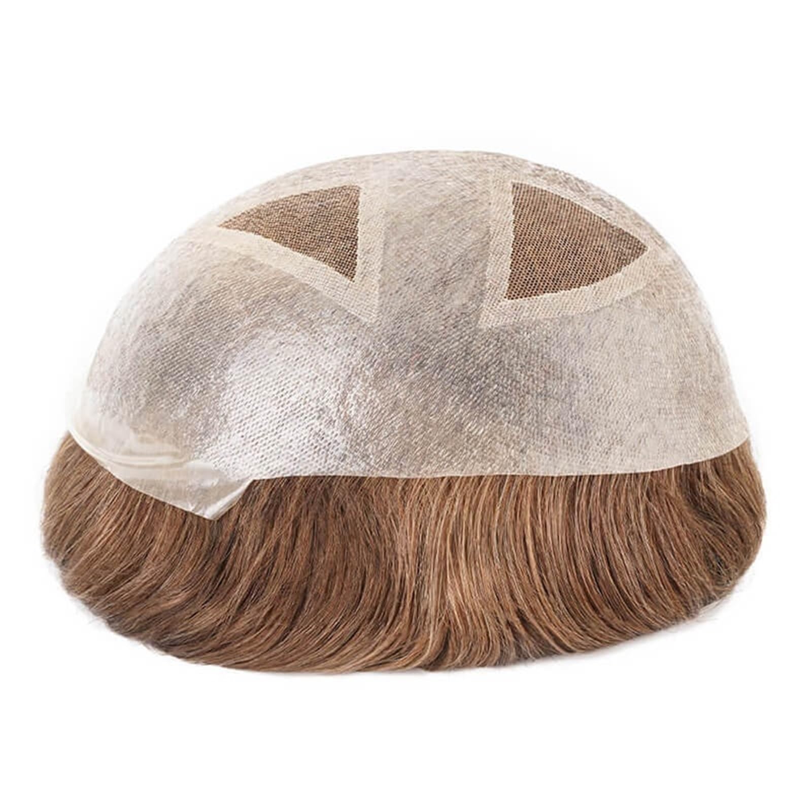 Uomini Parrucchino for capelli umani for uomo, linea sottile invisibile, parte superiore in pizzo, perimetro della pelle in PU maschile Acconciatura(7#)