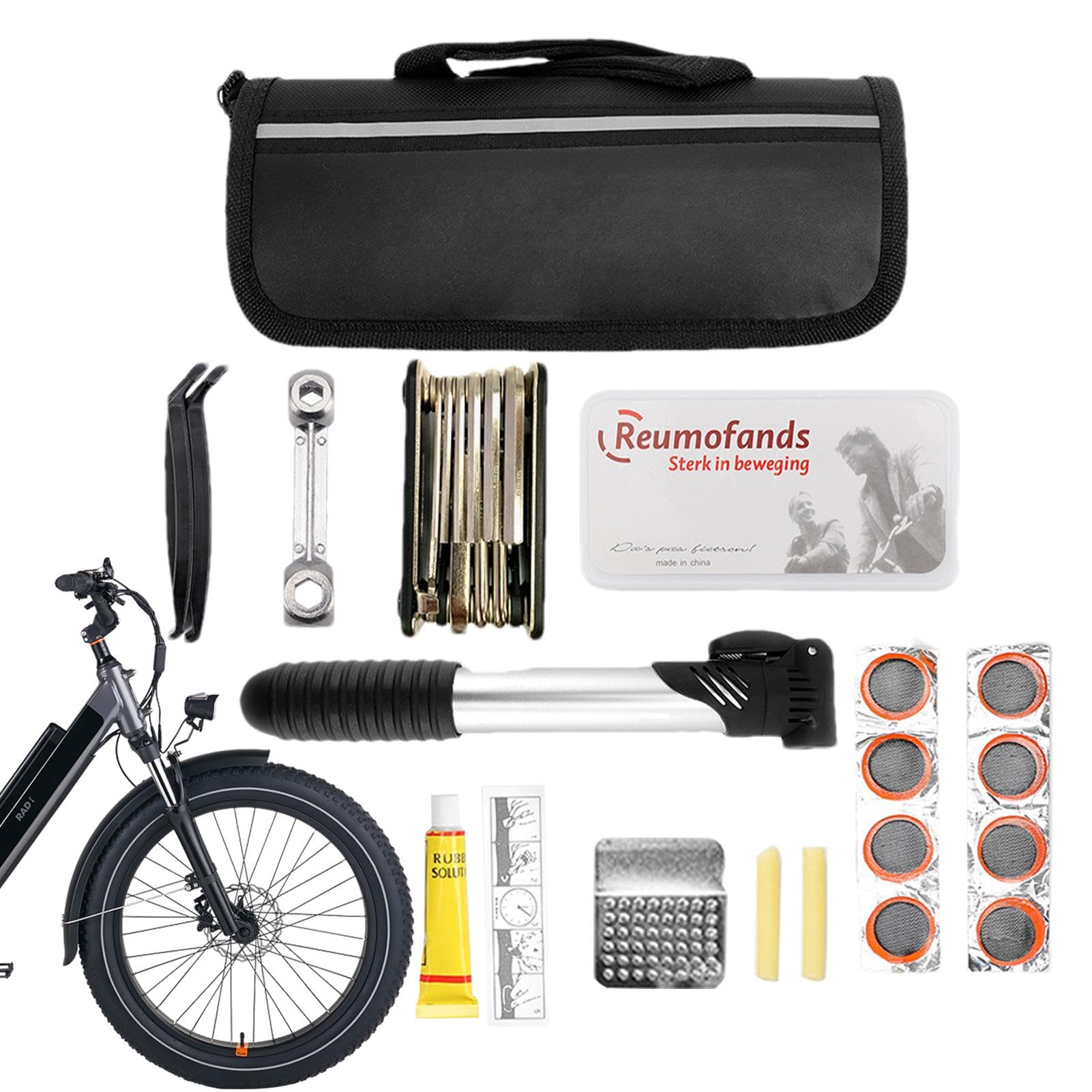 ロードバイク用小型エアーポンプ、パンク修理キット