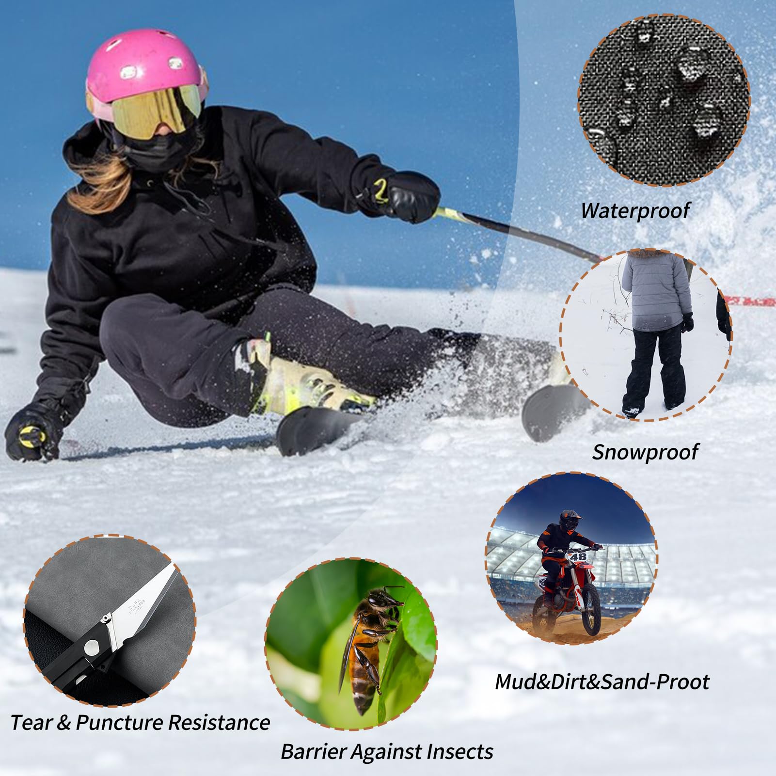 NICENEEDED Polainas de Nailon Ajustables para Piernas, Protectores de Piernas Impermeables para Senderismo con Protección contra Mordeduras, Polainas Transpirables para Piernas