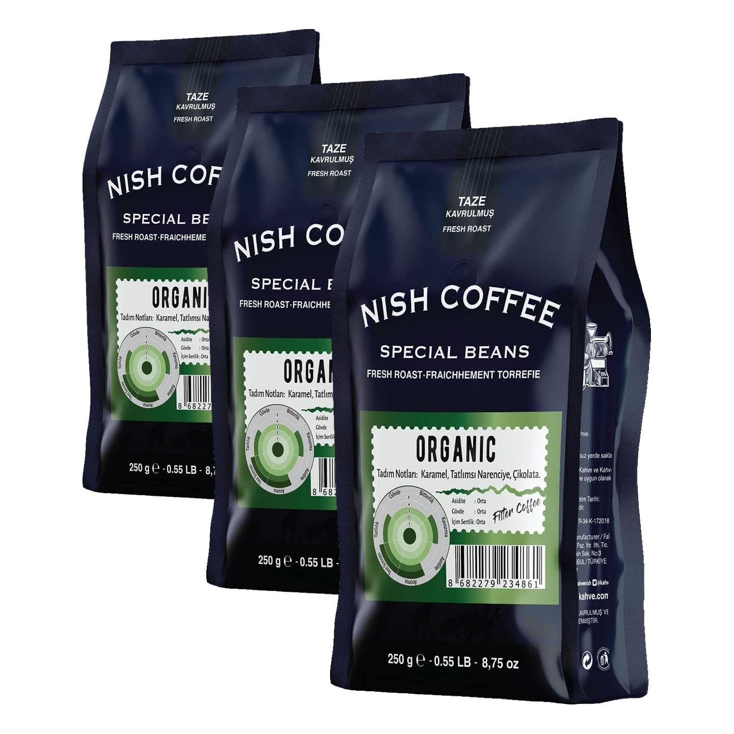 Nish Filtre Kahve Organic 250 gr (3 paketi)