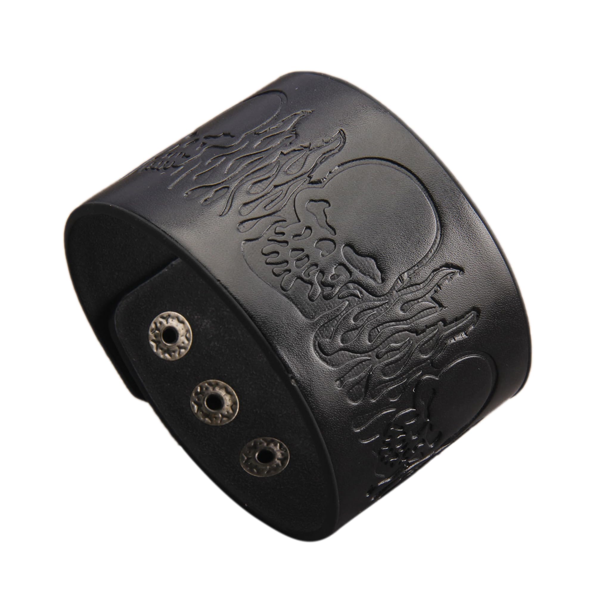 Leather Bracelet for Men Wrist Cuffs Leather Arm Bands Punk Leather Wristband Black Leather Cuff Bracelet for Women