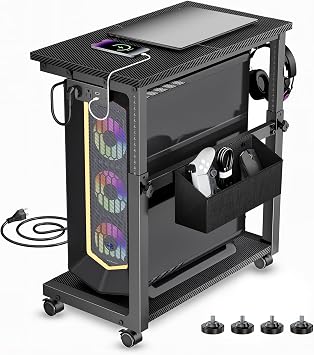 Adjustable Computer Tower Stand - 18.1"-31.5" PC Cart for Gaming Setups