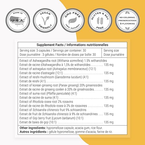 Miniatura 4 de Supersmart - Adaptix - Combinación de 8 extractos de plantas con propiedades adaptógenas (Ashwagandha, astrágalo, ginseng, reishi) Sin OMG y sin