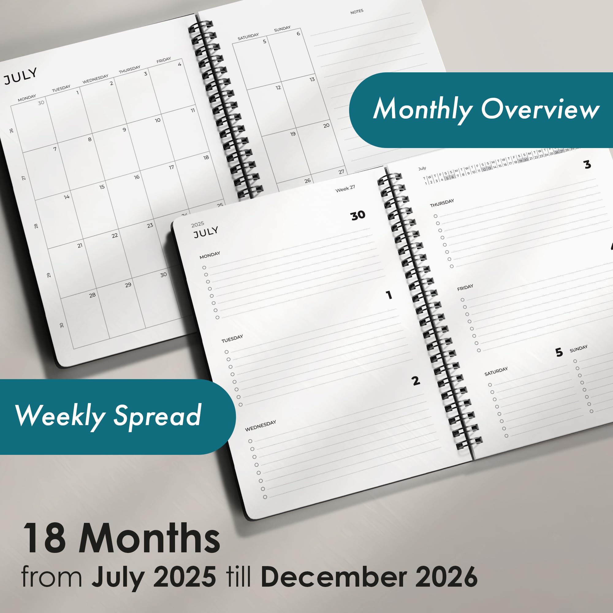 2026 Diary Week to View, A5 Dated Planner, Minimalist Weekly & Daily Planner Inspires Productivity, A5 Week To View, Home - Image 2