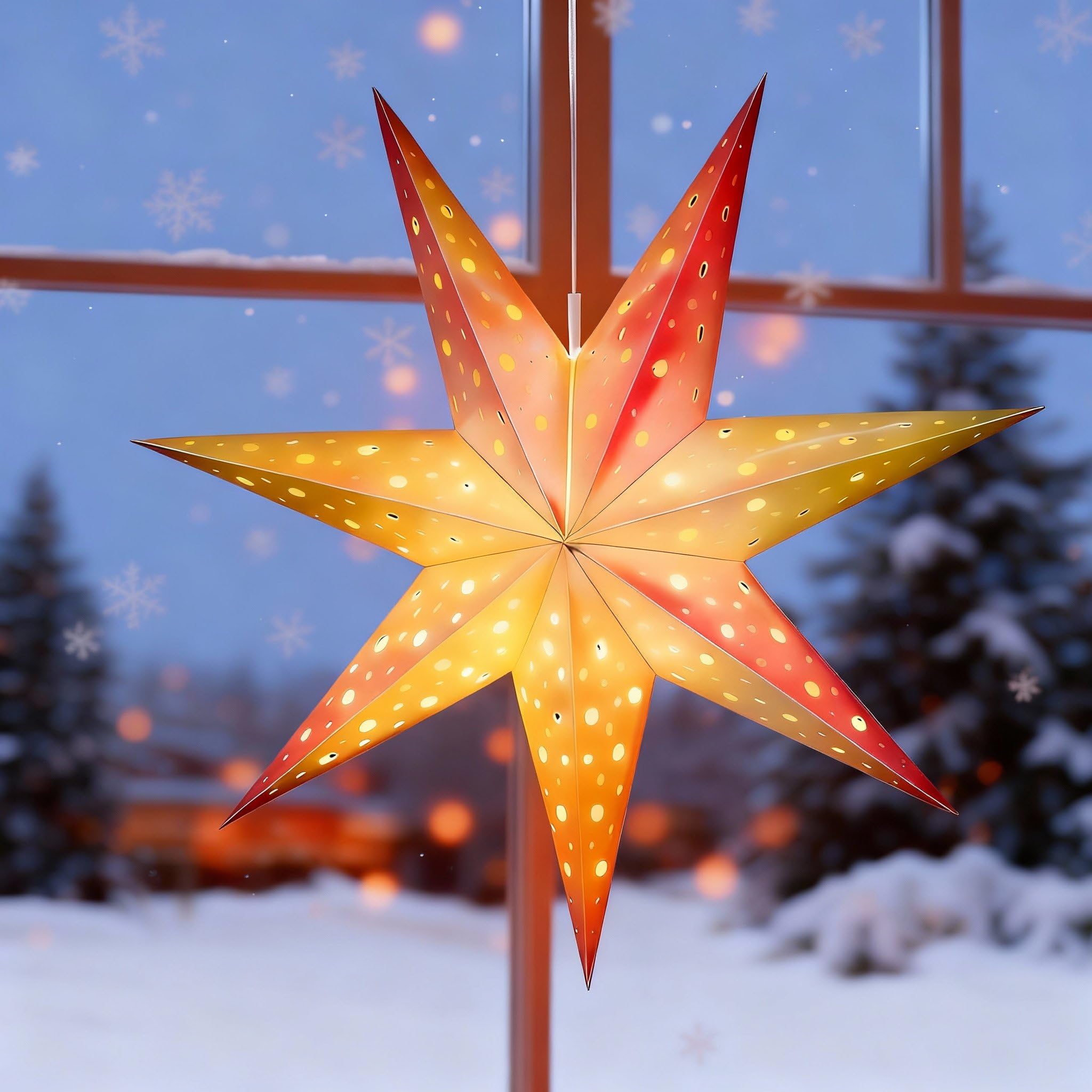 Mudder 19.7 Inch Christmas Star Paper Lantern 7 Pointed Christmas