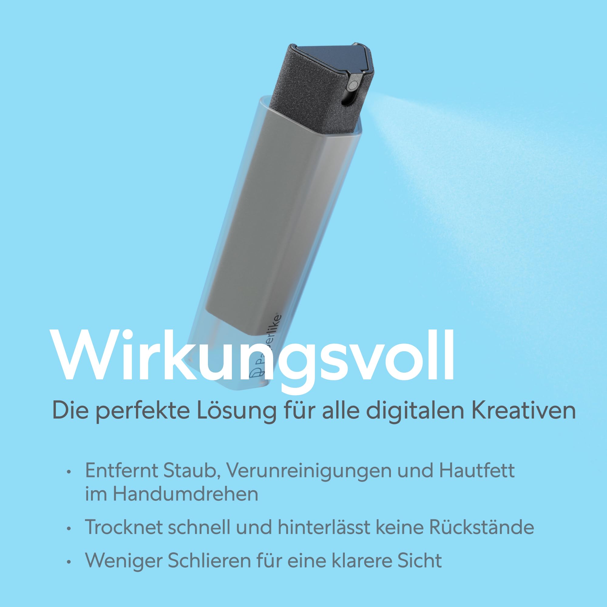 Paperlike® All-in-One Cleaning Kit – Nachfüllbarer Mikrofaser-Bildschirmreiniger inkl. Reinigungslösung + 5 Refill Tabs – für iPad & Displays