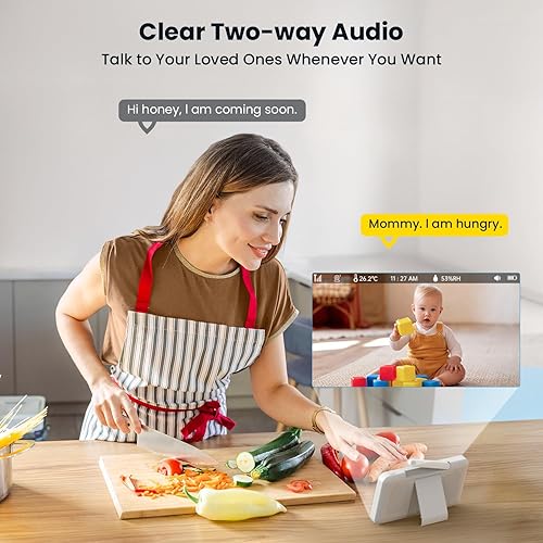 Miniatura 7 de ieGeek Monitor de bebé con pantalla HD de 5 pulgadas, cámara 2K y visión nocturna, modo dual WiFisin WiFi, PTZ, detección de llantomovimiento, audio