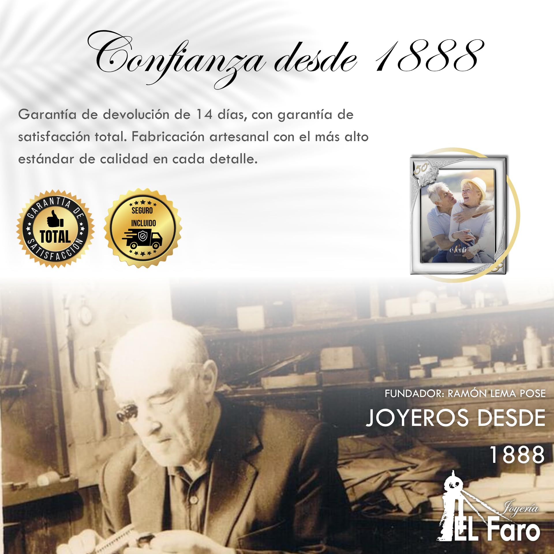 El Faro JOYERIA Marco fotos personalizado 10x15 50 aniversario | Estuche premium incluido