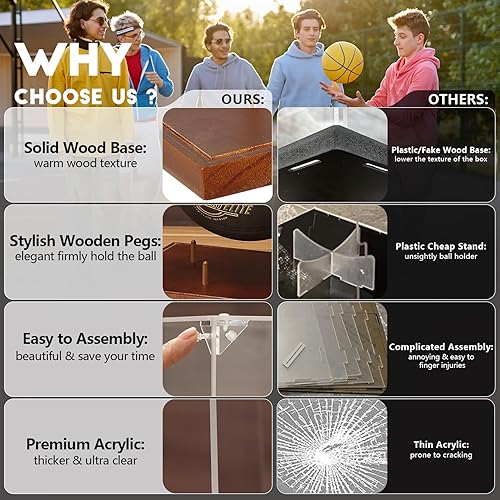 Miniatura 78 de JupDec Estuche de exhibición de pelotas de golf de acrílico transparente con base de madera y camiseta, caja de almacenamiento transparente