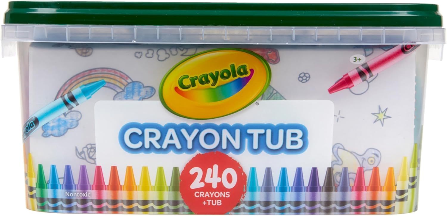 Crayola Crayon Tub (240ct), Bulk Crayons for Kids, Essential Easter Basket Stuffers for Toddlers, Spring Craft Supplies, Coloring Gifts for Kids, Ages 3+ [Amazon Exclusive]