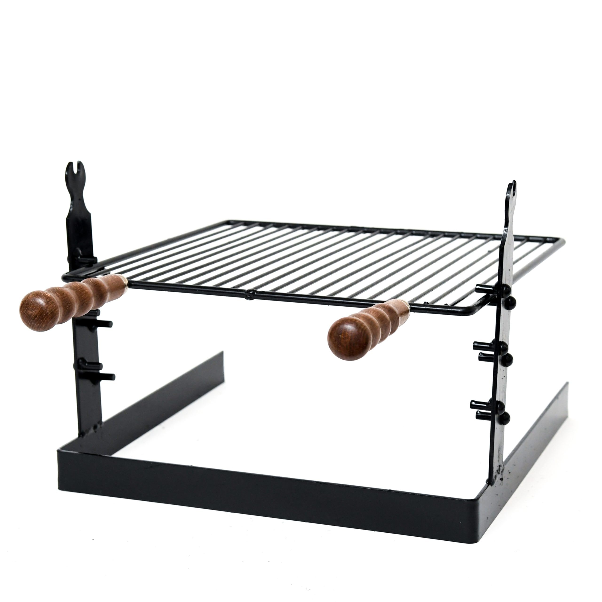 Griglia in ferro battuto per barbecue con sostegno regolabile per tre altezze 41 × 42 × 31 cm